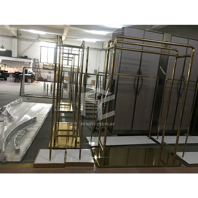 CNC Iron Garment Store Display Stands Racks T4 Lighting