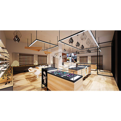 T5 LED Eyeglass Storage Optical Shop Display Cabinets 3mm Thick MDF