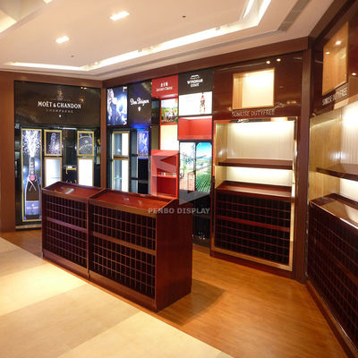 OEM Wine Shop Furniture 9mm Thick MDF Selectable With LED Strip Lights
