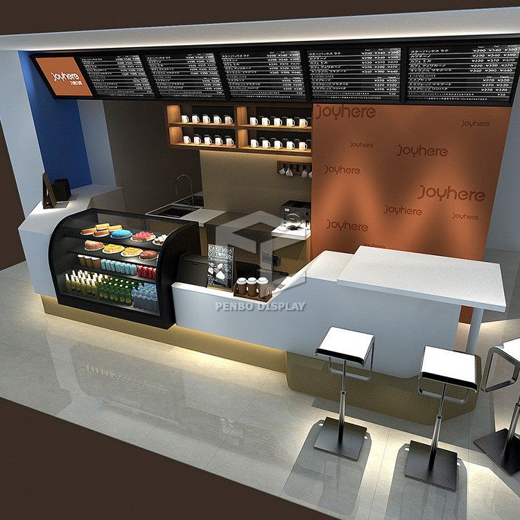 OEM Modern Tea Shop Kiosk T4 Light Finished Laminate Surface