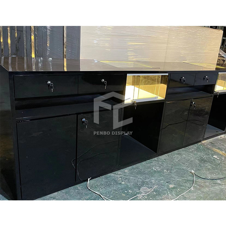 Blue Mdf Glass Smoke Display Showcase Shop Interior Design